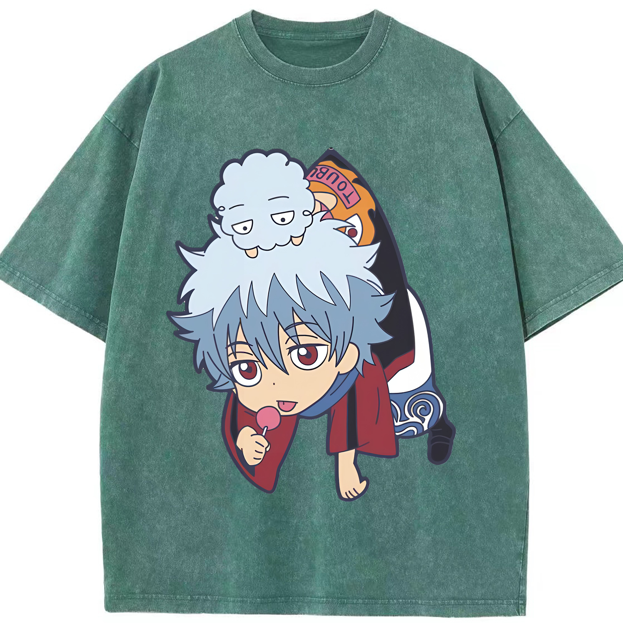 （画像用） ぎんたま 坂田銀時（さかたぎんとき） 神楽 志村新八（しむら しんぱち） GINTAMA Sakata Gintoki Kagura Shimura Shinpachi 綿100% ヴィンテージ風 半袖Tシャツ（フロントプリント）